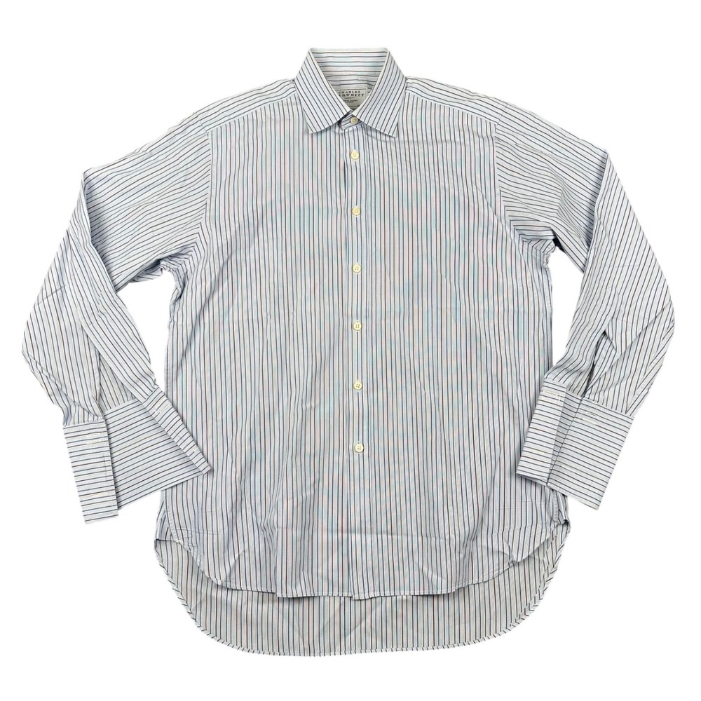 Charles Tyrwhitt Dress Shirt Mens 15.5/33 Blue White Stripes French Cuff
